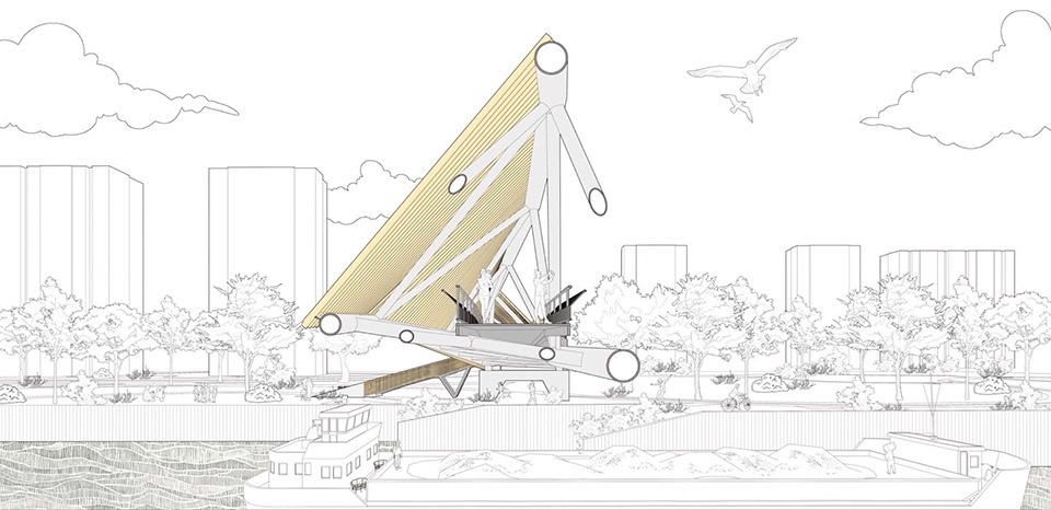 Tassel Bridge Pedestrian Bridge on the North Side of Nanqing Garden Qingpu by Atelier Z temp architects