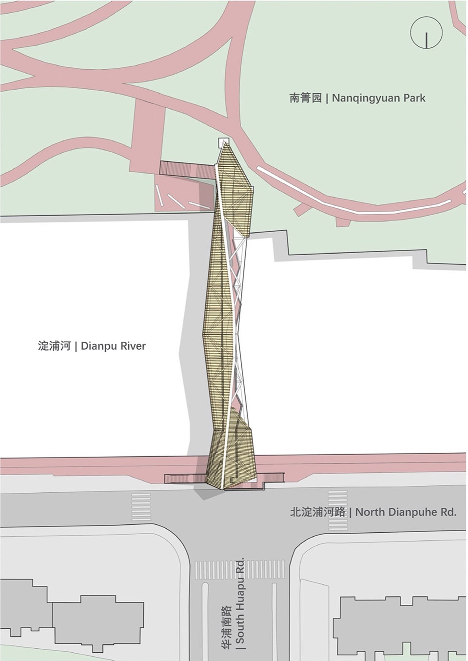 Tassel Bridge Pedestrian Bridge on the North Side of Nanqing Garden Qingpu by Atelier Z temp architects