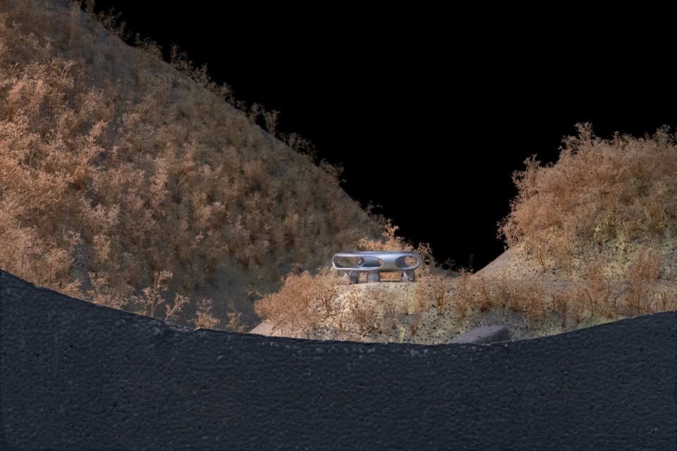 resting loop with views a creekside pavilion among hills by hcch studio