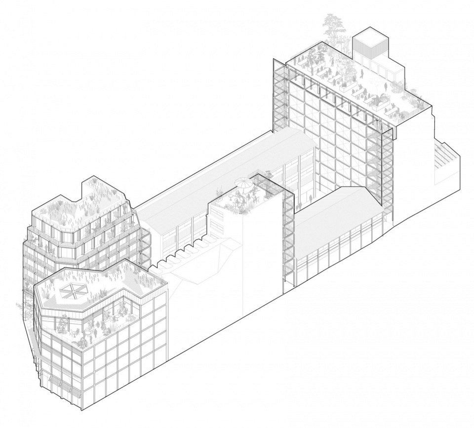 Axonometric view of the project © DATA Architectes