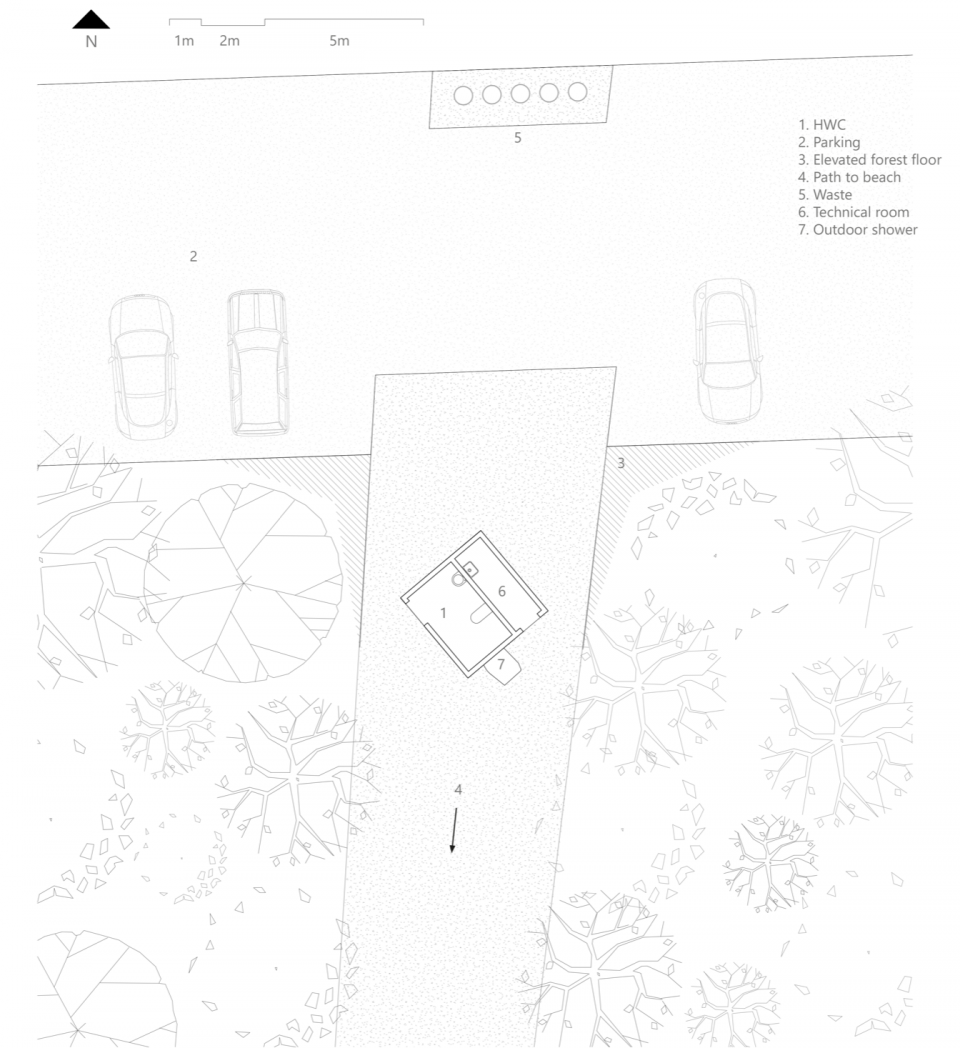 Plan entrance toilet and parking © Rever Drage