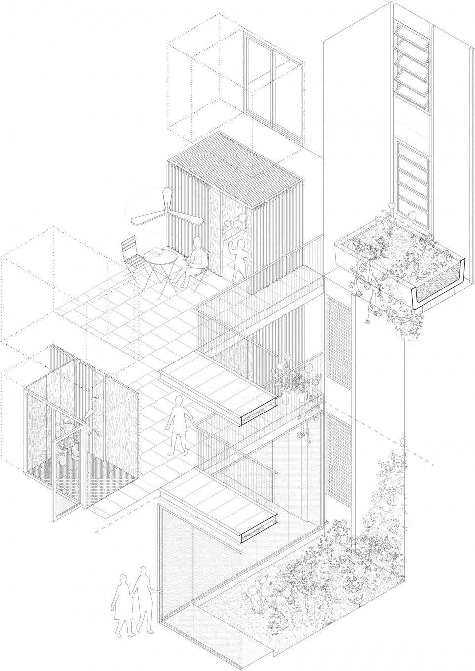 Axonometty elevated street © Peris Toral Arquitectes 拷贝