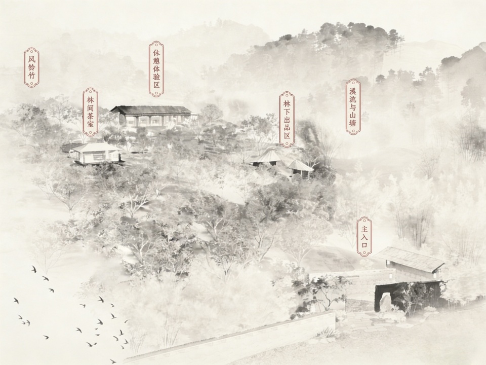 chestnut grove courtyard at the foot of gaofeng chansi monastery by parallect design