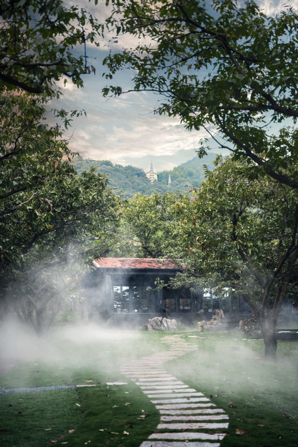 chestnut grove courtyard at the foot of gaofeng chansi monastery by parallect design