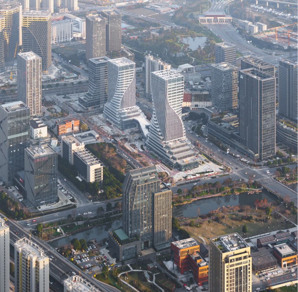 the linping fintech tower by china united engineering corporation limited