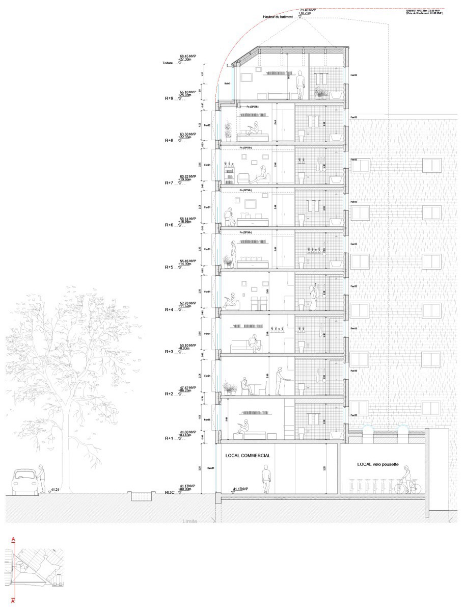 105 Boulevard Poniatowski 12 social housing 1 business premises by MARS Architectes