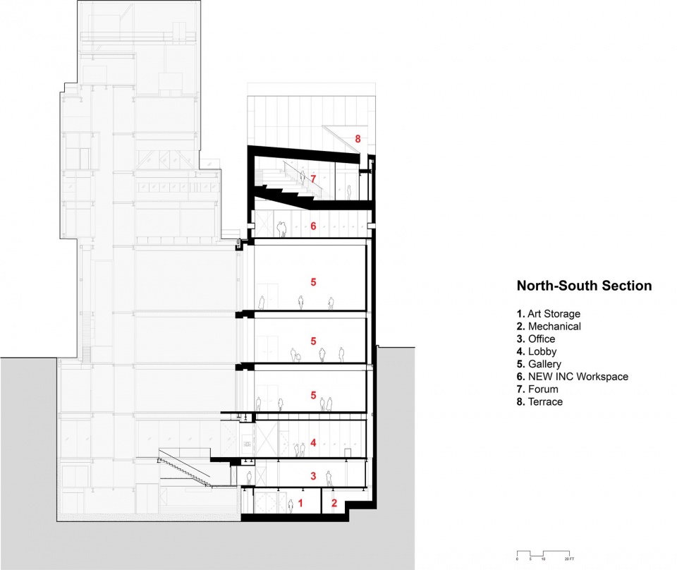 New expansion connected to the existing museum at 235 Bowery by OMA