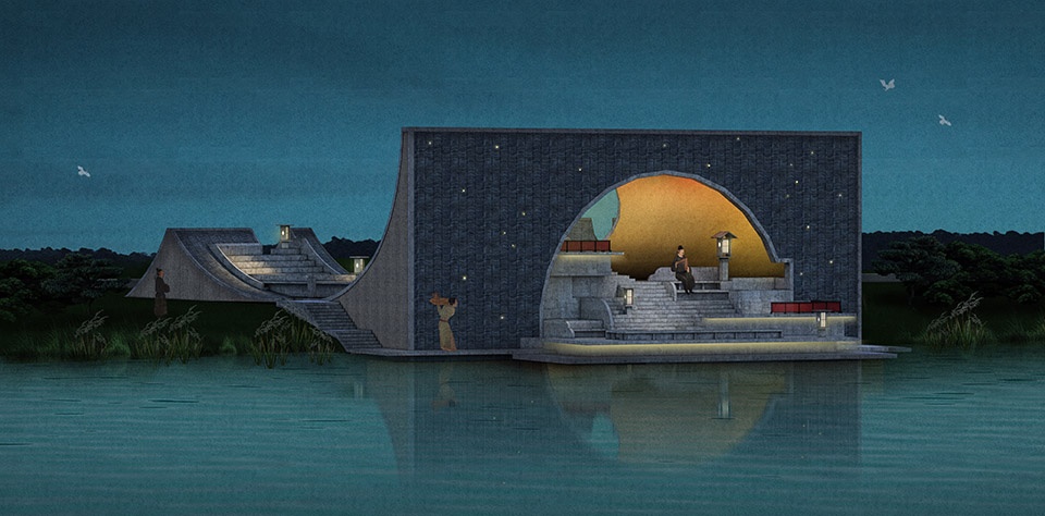 sea moon amphitheater in hangzhou bay by gardening architects