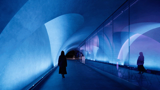 luminous tunnel dos restaurant by mars studio