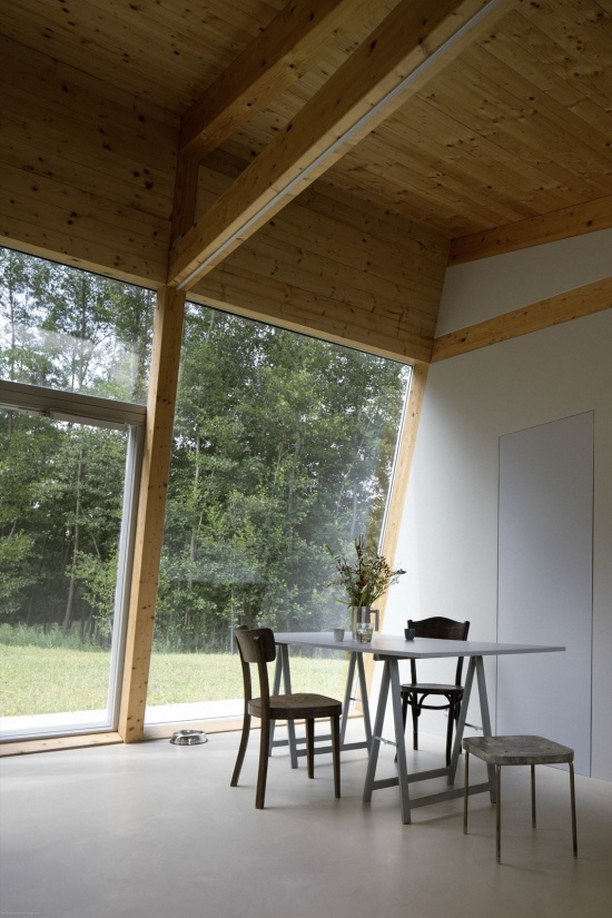 modular house with a sloping facade by papundekl architects
