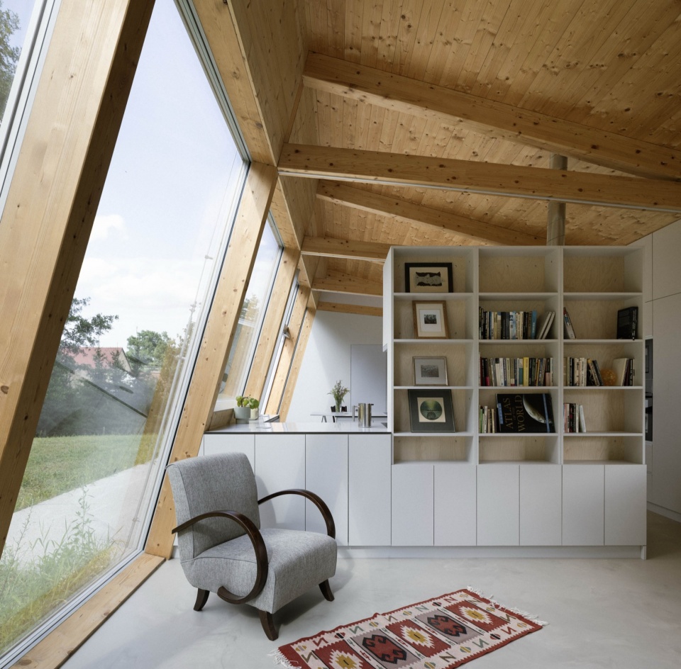 modular house with a sloping facade by papundekl architects