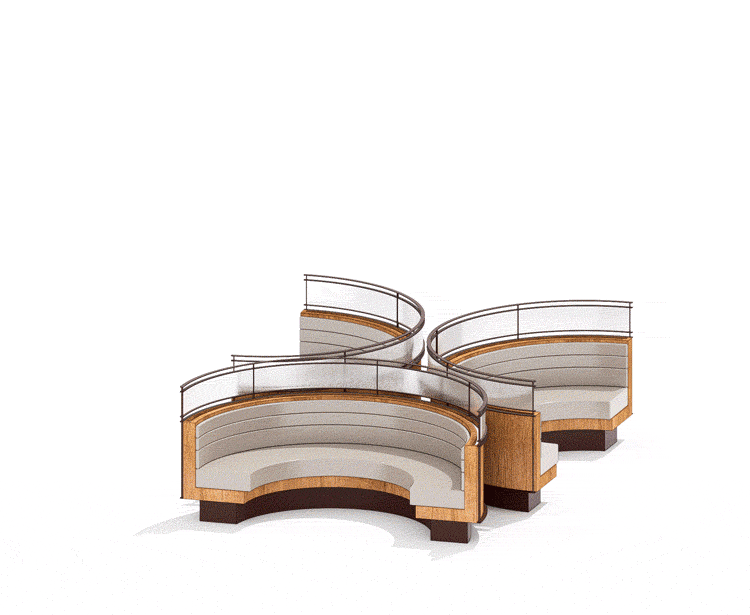 弧形卡座区 Circular booth seating ©️odd