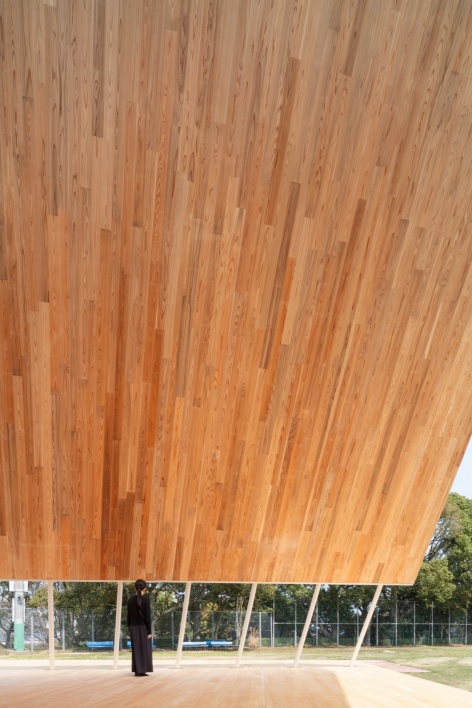 杉木屋面与钢柱 / Japanese cedar roof and steel columns