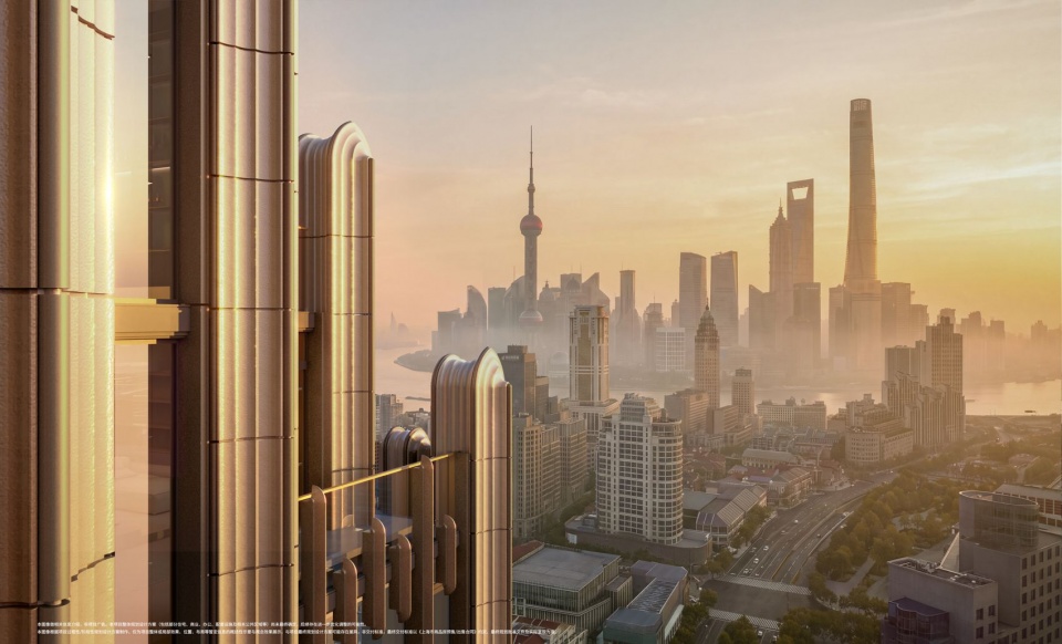 夕阳中的露台与城市,家成为观看和感受上海的场所 / The terrace and city at sunset: home becomes a place from which to see and experience Shanghai