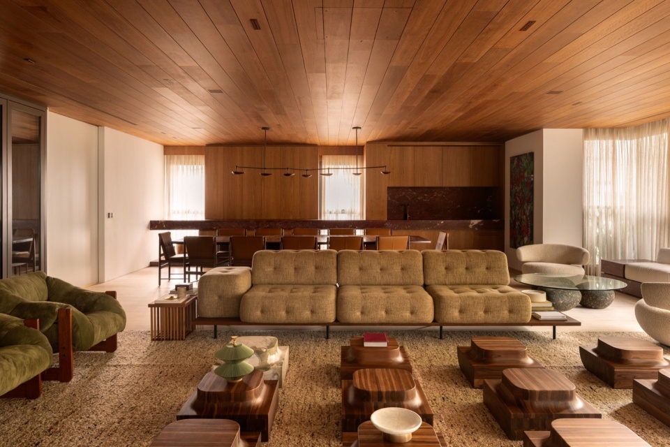 客厅与餐厅的连续界面 / Continuous surfaces linking living and dining rooms