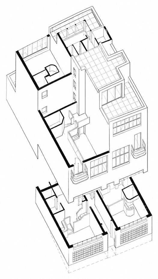 Tres Sargentos 436公寓楼住宅轴测图 / Edificio Tres Sargentos 436, axonometric drawing of the dwelling