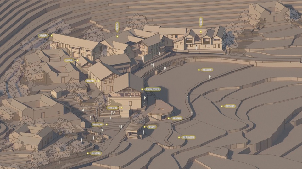 村落整体更新规划模型(一期范围) / Model of the village renewal plan, showing the first phase