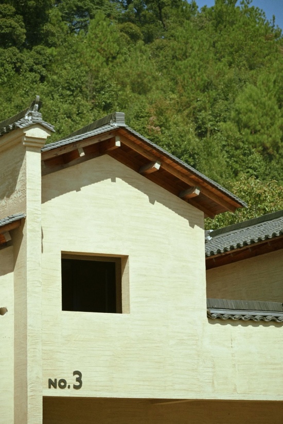 19号楼木构架屋面往外延伸的檩条和椽条结构 / Projecting purlins and rafters of Building 19’s timber roof