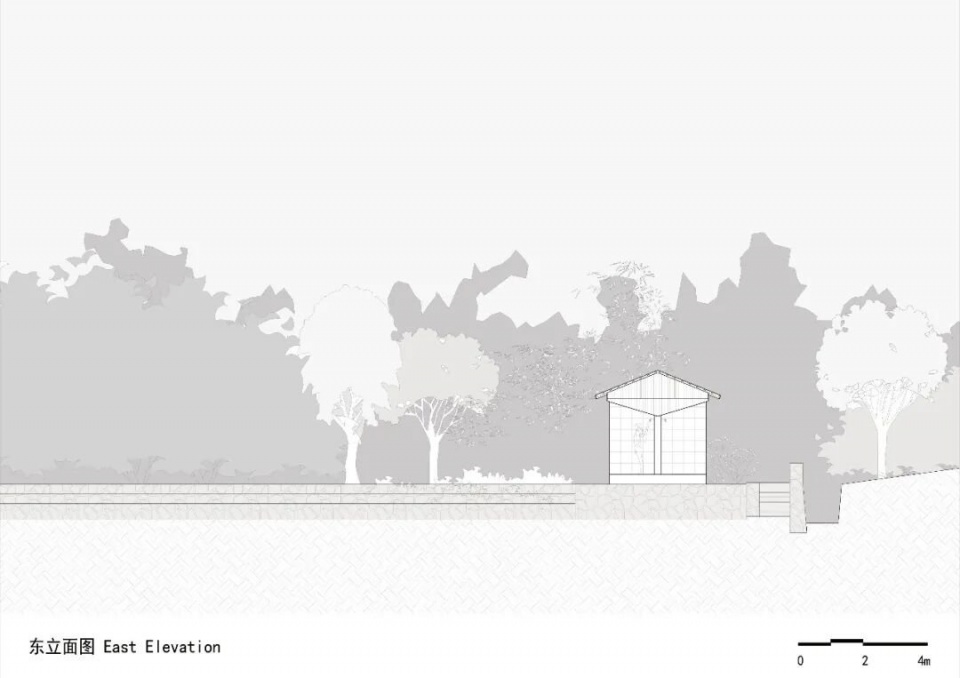 水池景观亭东立面图 / Pool pavilion east elevation