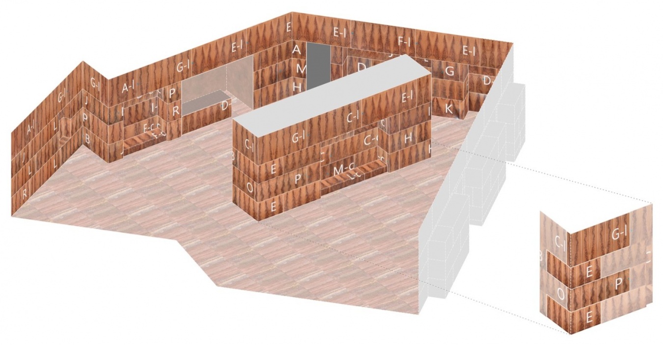木皮排版示意图 / Wood Veneer Layout Diagram