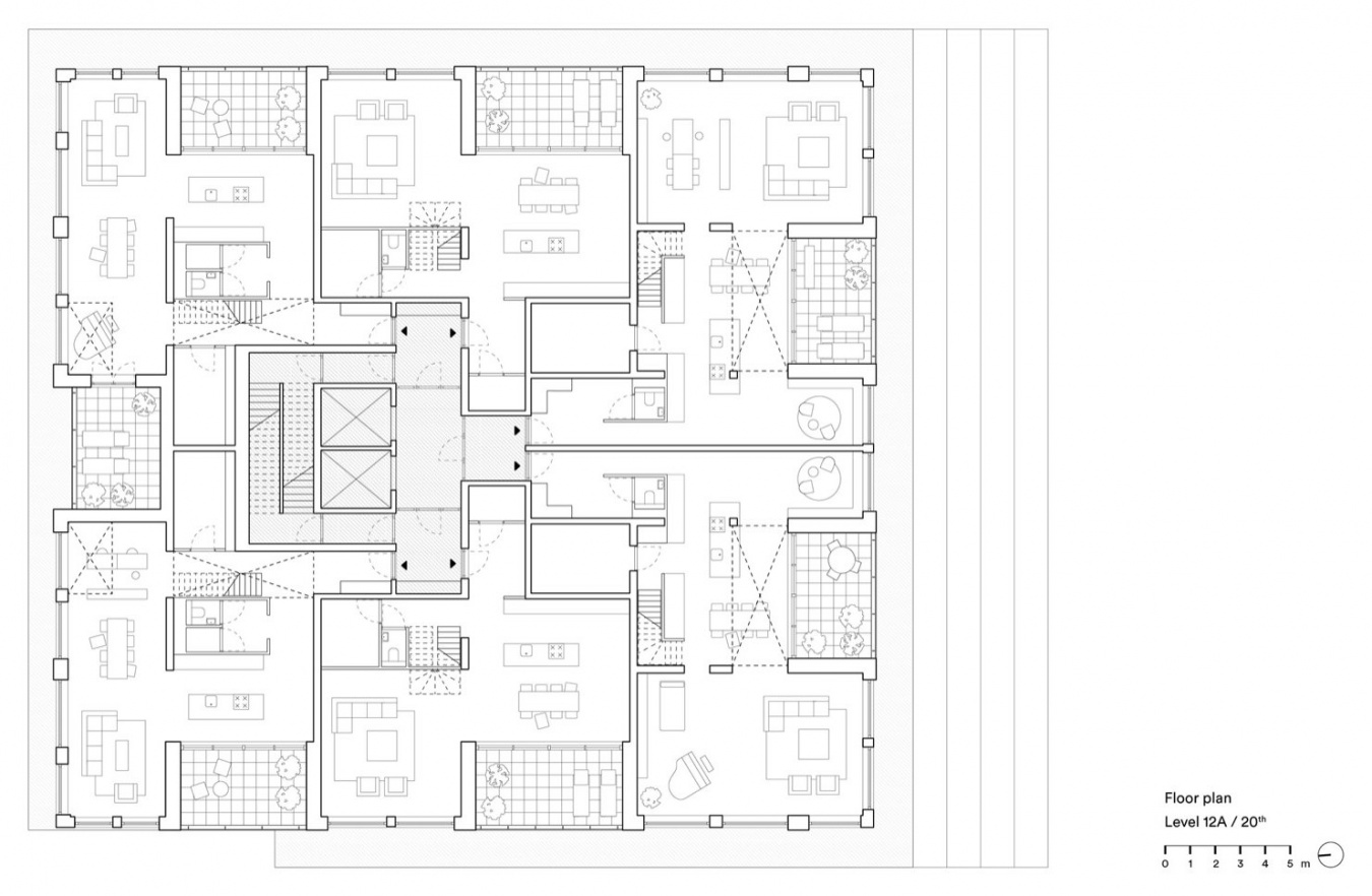顶层住宅 A 层平面图 / Penthouse level A plan