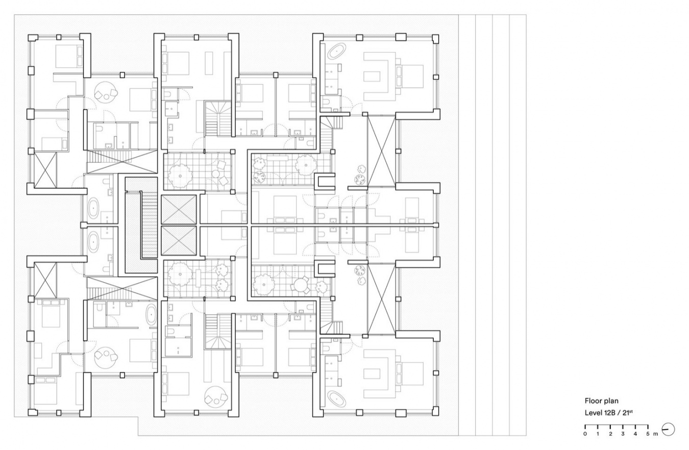 顶层住宅 B 层平面图 / Penthouse level B plan