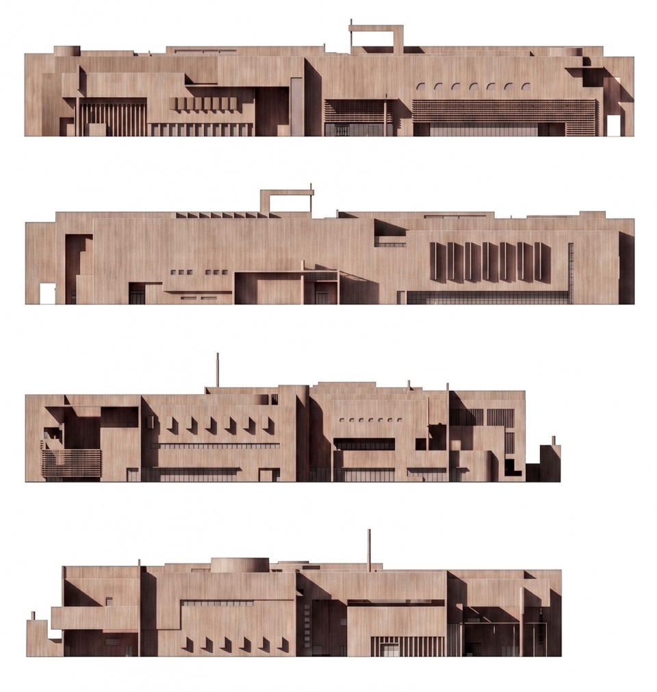 图书馆及文体中心立面 / Elevation of the Library and Cultural & Sports Center