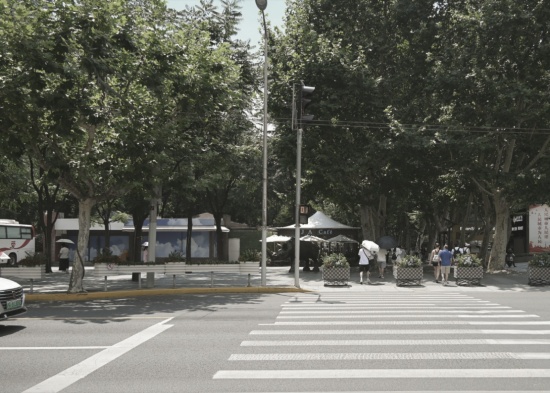 南京西路界面更新前,Park Edge along West Nanjing Road — Before Renovation