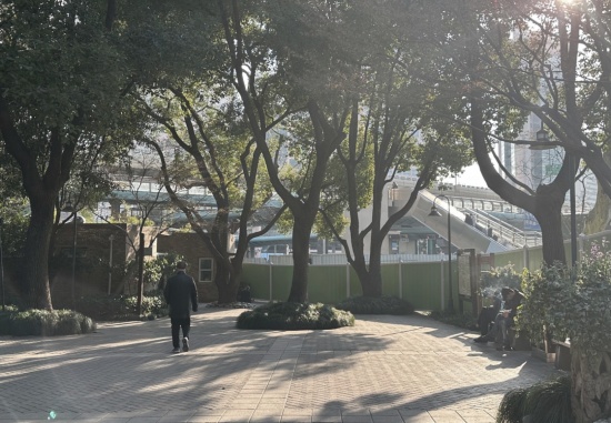 华山路天桥下空间更新前,Space beneath the Huashan Road Pedestrian Overpass — Before Renovation