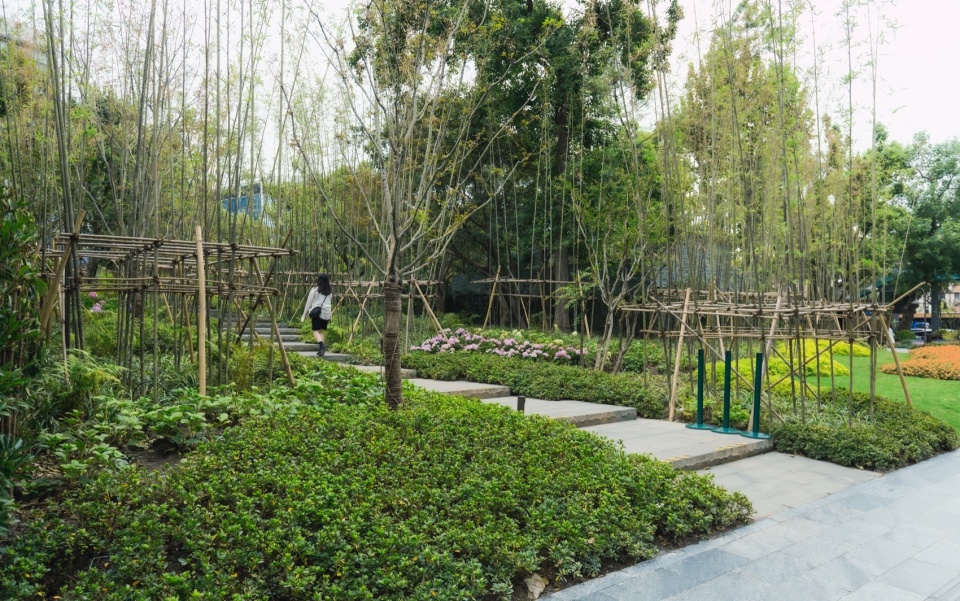 新增的华山路入口竹径,New Bamboo-Lined Path at the Huashan Road Entrance