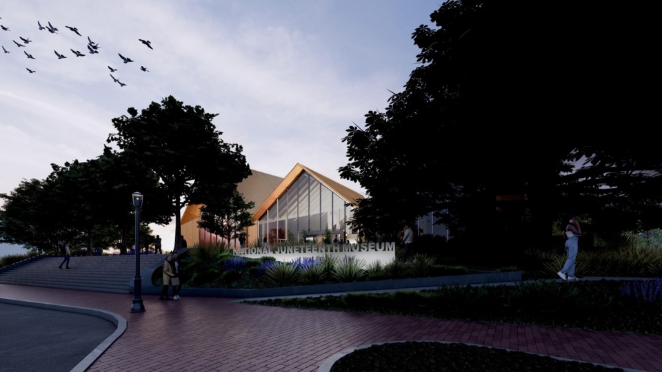 南侧入口夜景 / South entrance at dusk