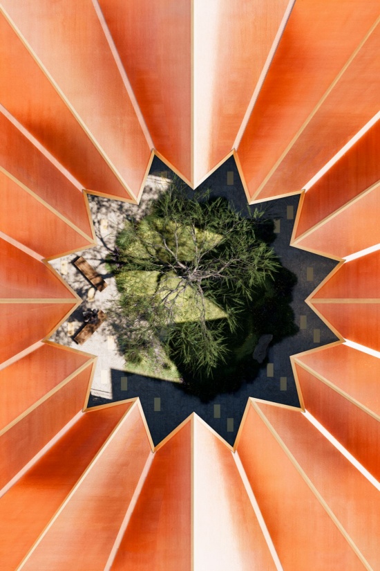 俯瞰星形庭院 / Overhead view of the courtyard