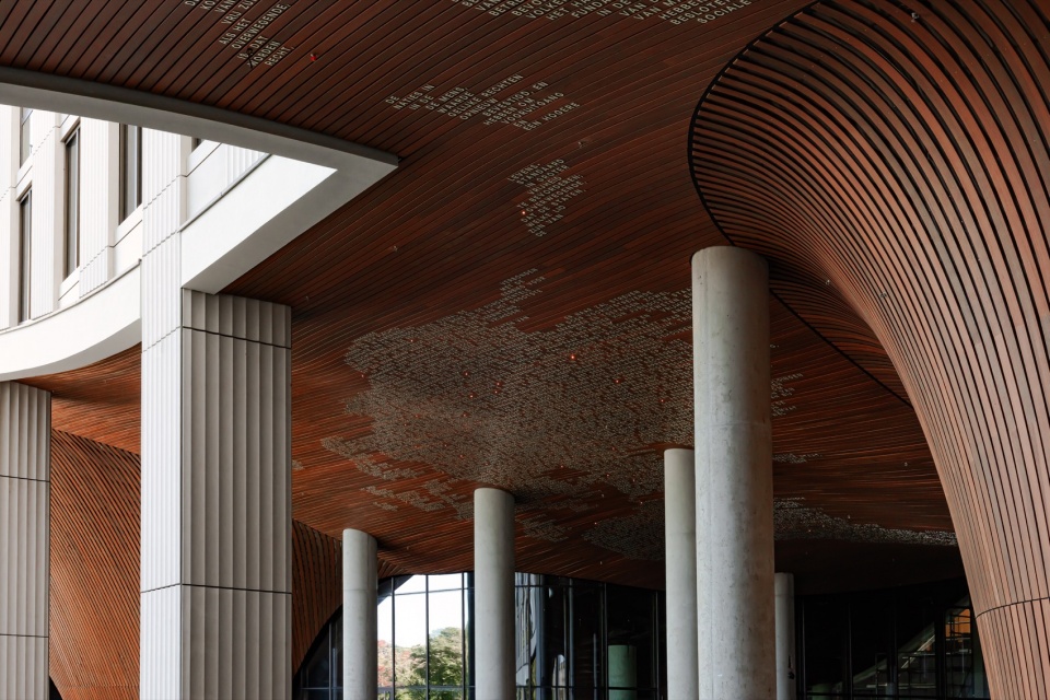 车站入口的木质天花 / Timber ceiling at the station entrance
