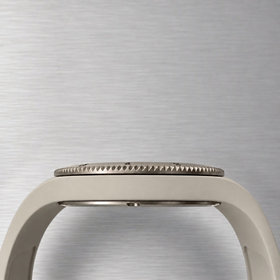 纤薄表壳的侧面 / Side profile of the slim case