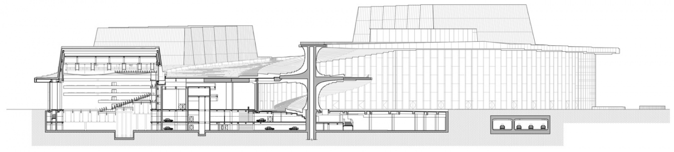 小剧场剖面图,Section through the smaller hall