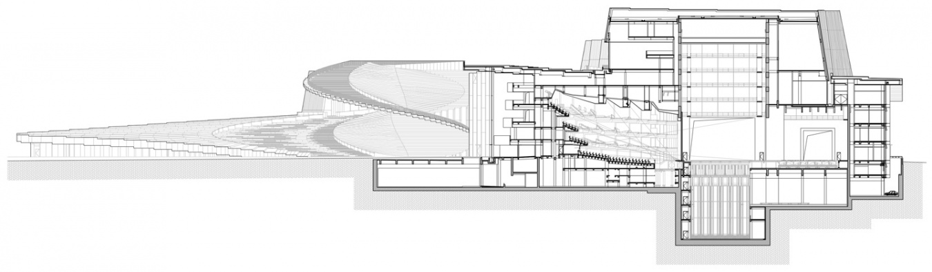 大剧场剖面图,Section through the main hall