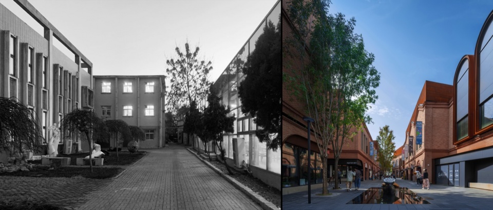 A区商业内街改造前后对比 / Commercial lane in Zone A, before and after renovation