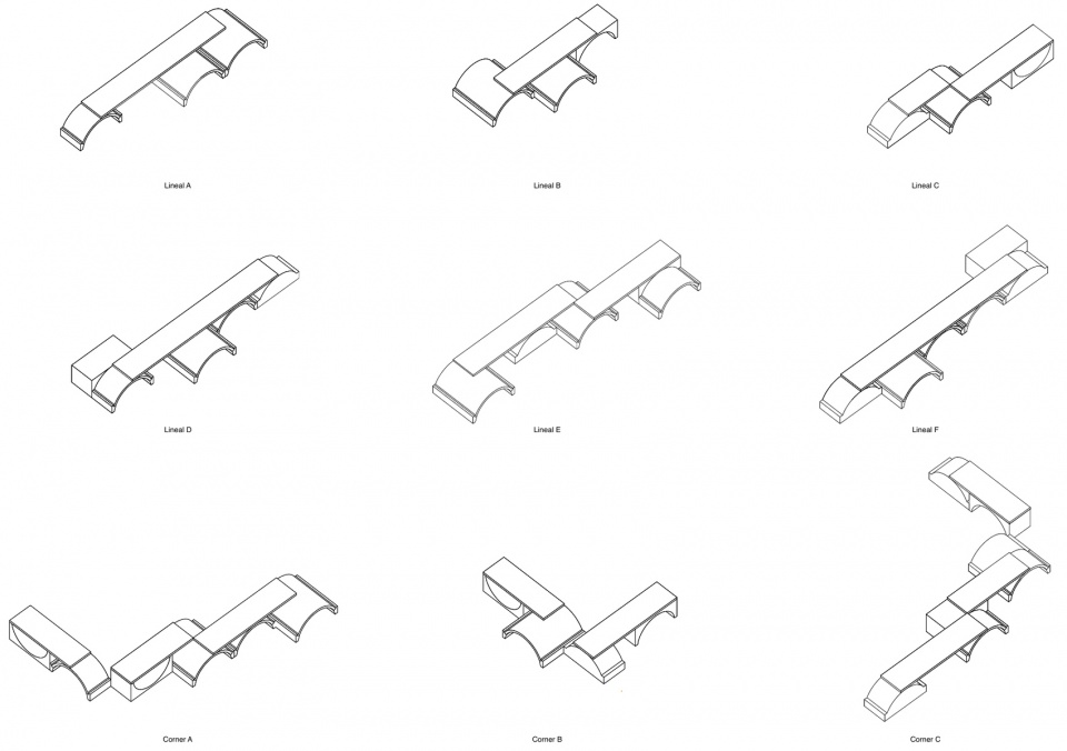 座椅组合轴测图 / Seating combinations