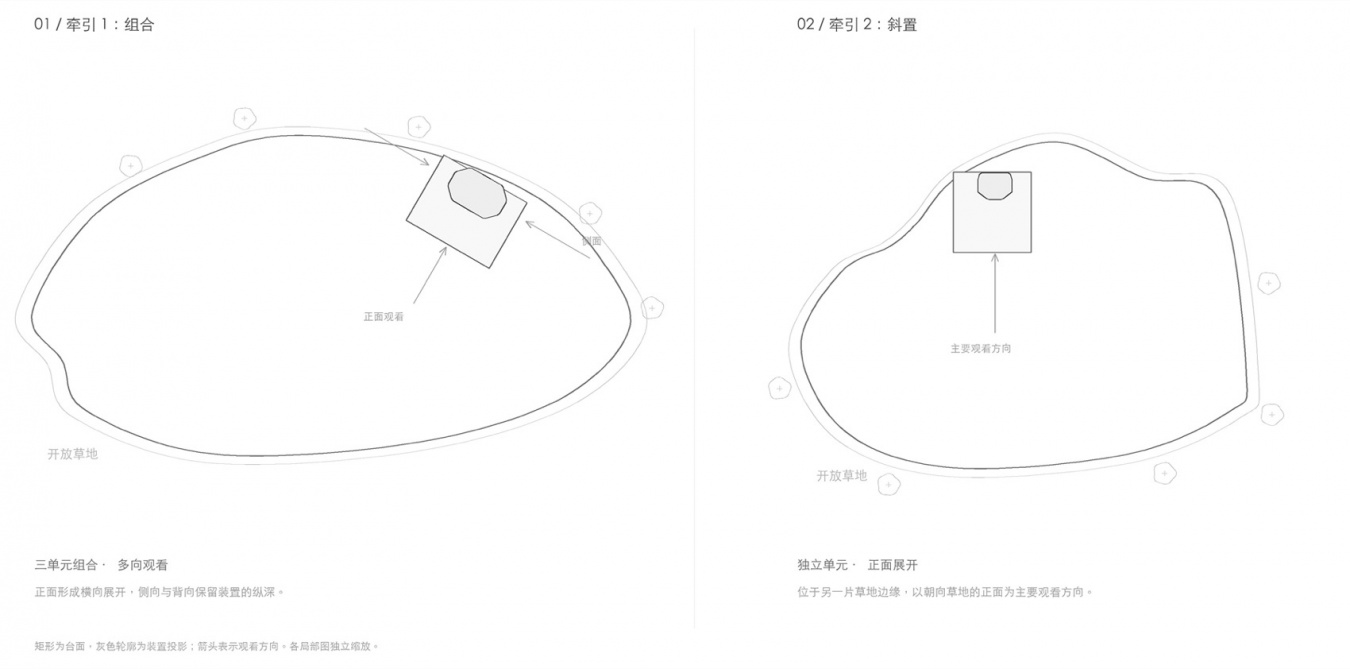 两件装置的场地平面关系 / The two installations, site plan