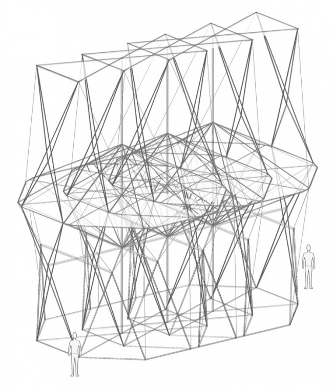 组合装置钢构拆解线稿 / Assembly, steel-framework drawing