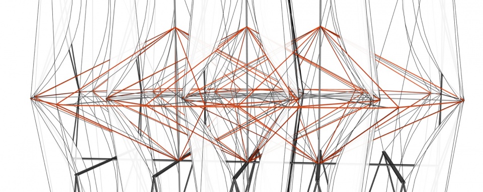 组合装置中部灯带结构示意 / Assembly, central LED geometry diagram
