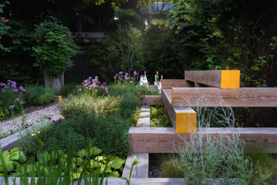 植物采用自然主义种植方式,整体松散而内含分区 / Naturalistic planting with subtle zones