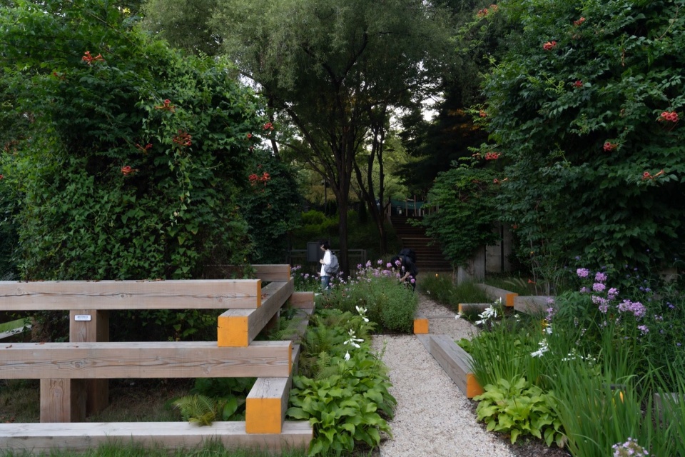 融入周边的公园环境的自然花园 / A natural garden within the surrounding park