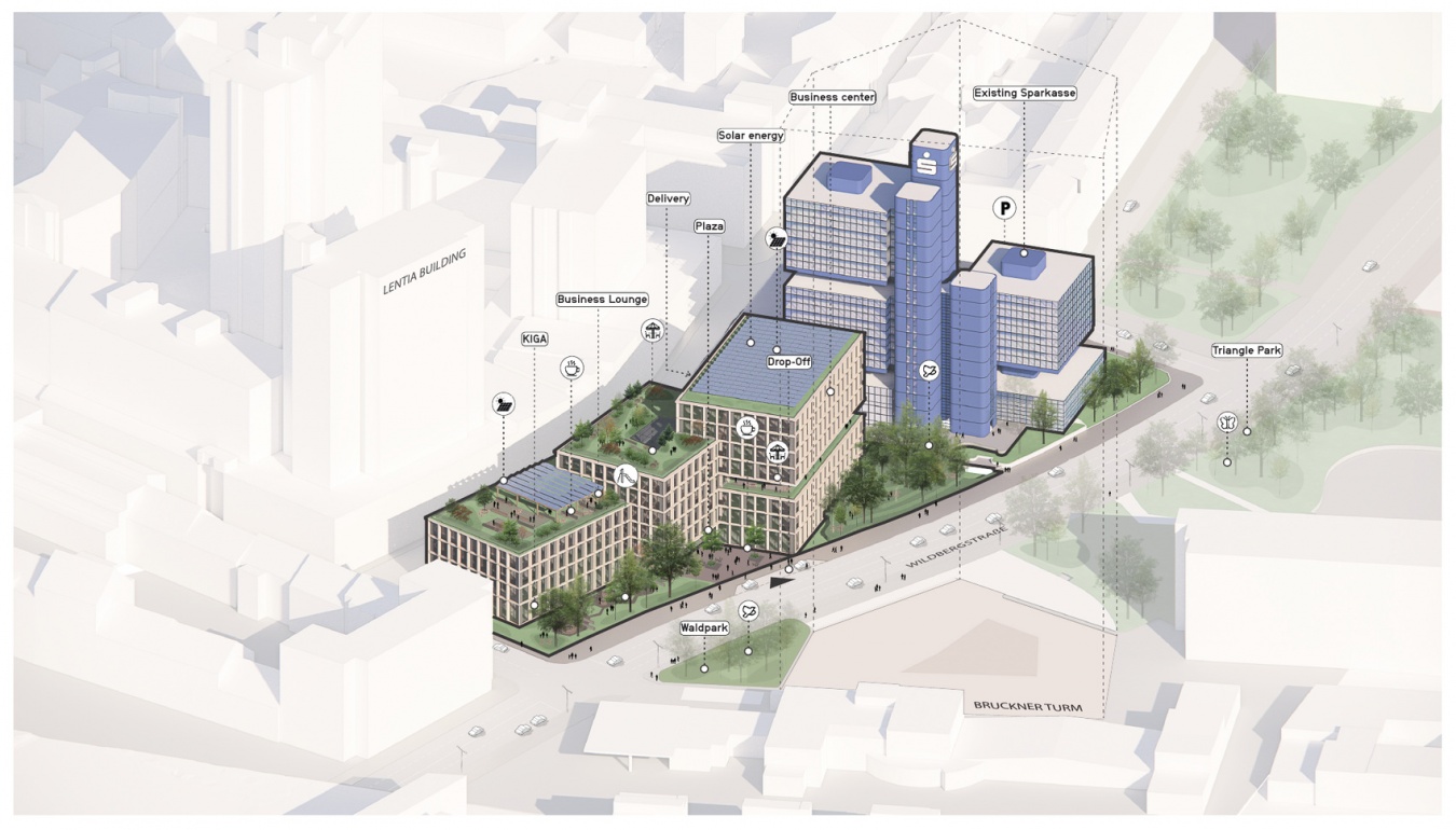 园区功能轴测图 / Campus program axonometric