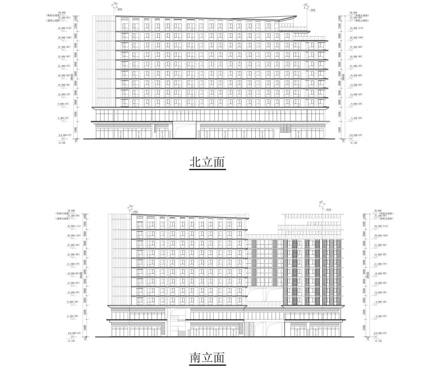 北立面与南立面 / North and south elevations
