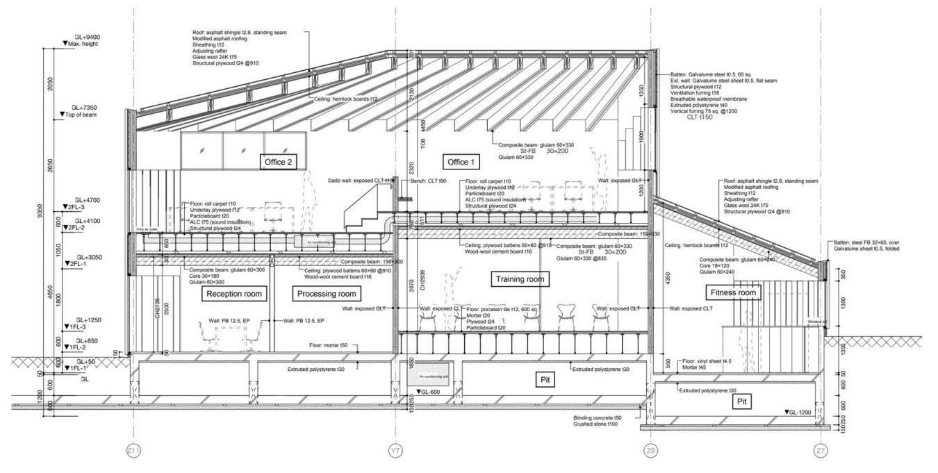 剖面构造详图 / Detailed building section