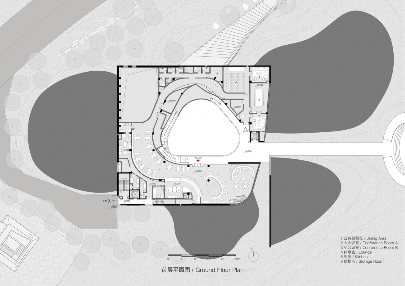 梓美术馆首层平面图, Zi Art Museum ground-floor plan